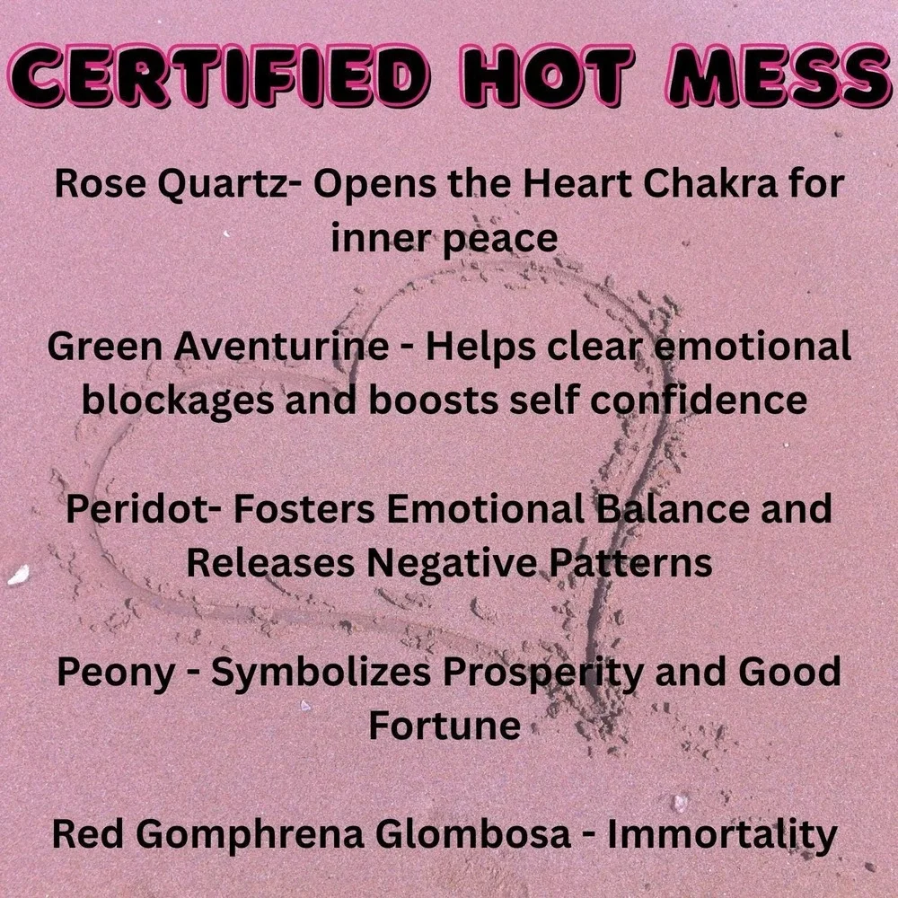 Certified Hot Mess Soy Candle –Sweet Floral Scent, Main Character Energy Crystal